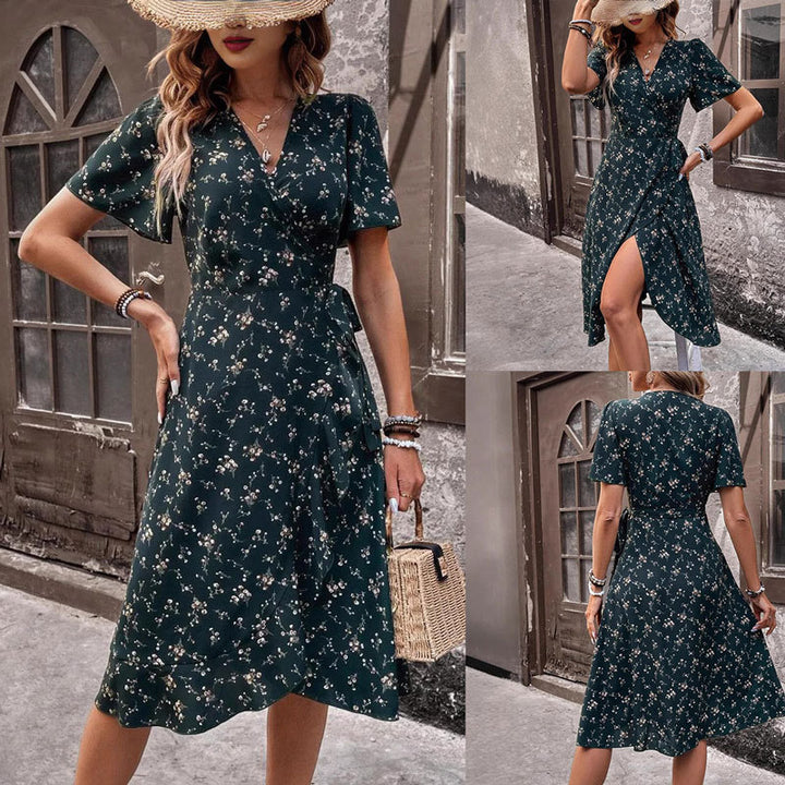 Lune London Elegant Floral Wrap Dress for Ladies