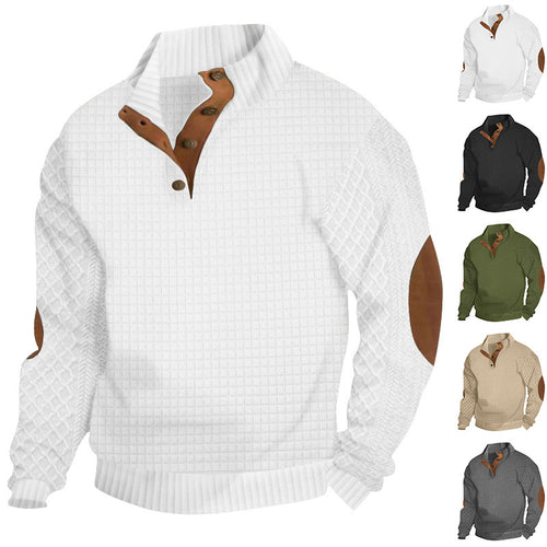Men's sweater with high collar and leather applications Lune London