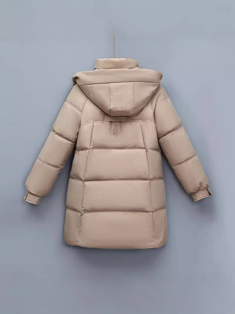 Ladies Long Winter Coat with Removable Hood and Practical Pockets Lune London