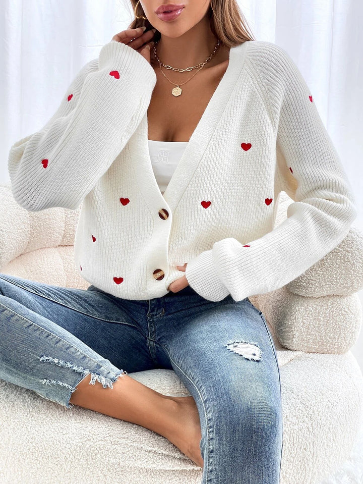 Gilet pour femmes avec appliqués en forme de cœur et fermeture à boutons Chic & Stil