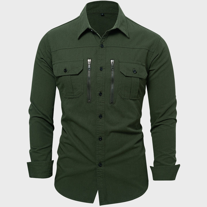 Men's cotton shirt with zip closure and chest pockets Lune London