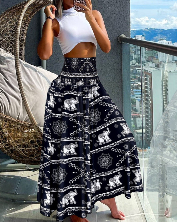 Ladies tropical print wide pants Lune London