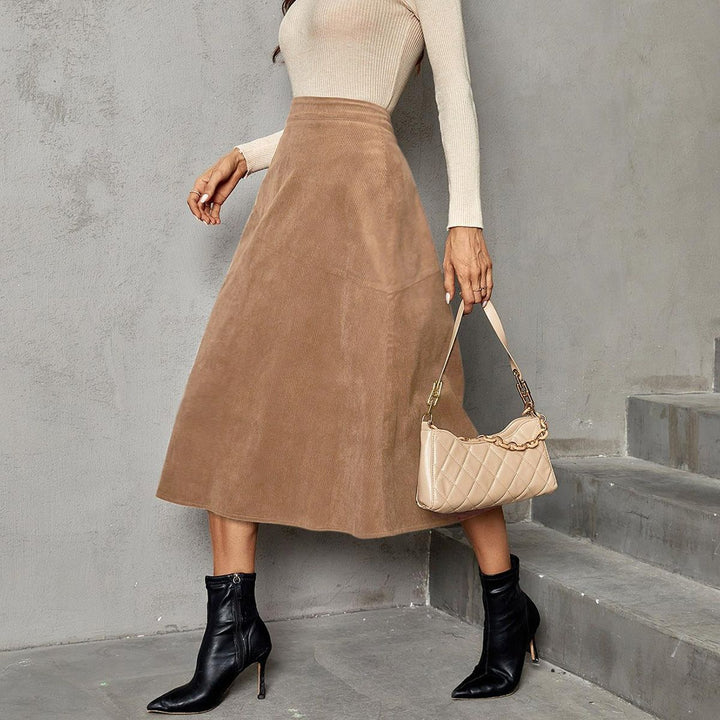 Lune London Soft corduroy midi skirt for women with high waist