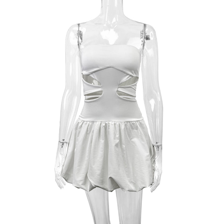 Ladies Bandeau Mini Dress with Cut-Out Details and Voluminous Skirt Lune London