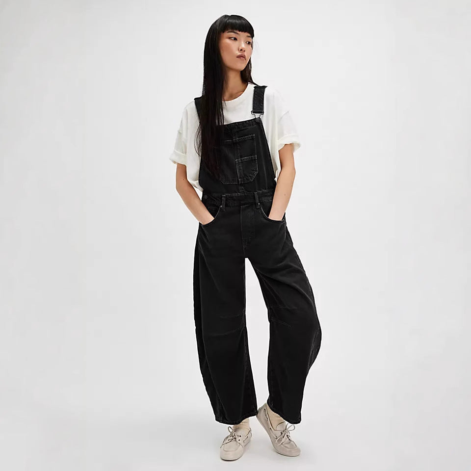Women's casual denim overalls with a modern cut and adjustable straps Lune London