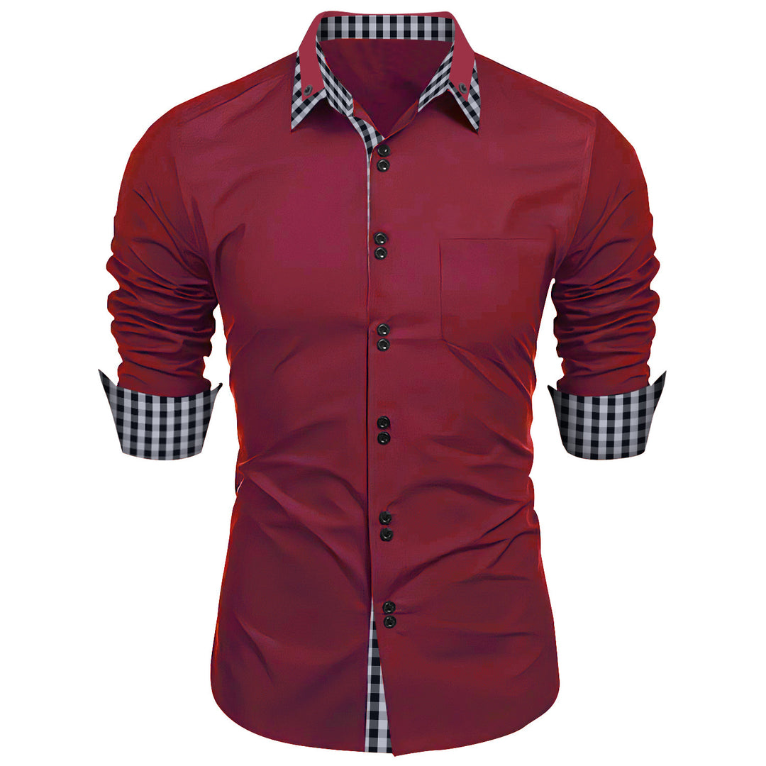 Premium long-sleeve shirt for men with contrasting button and cuff Lune London