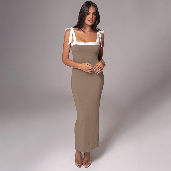 Elegant square neckline maxi dress for women Lune London