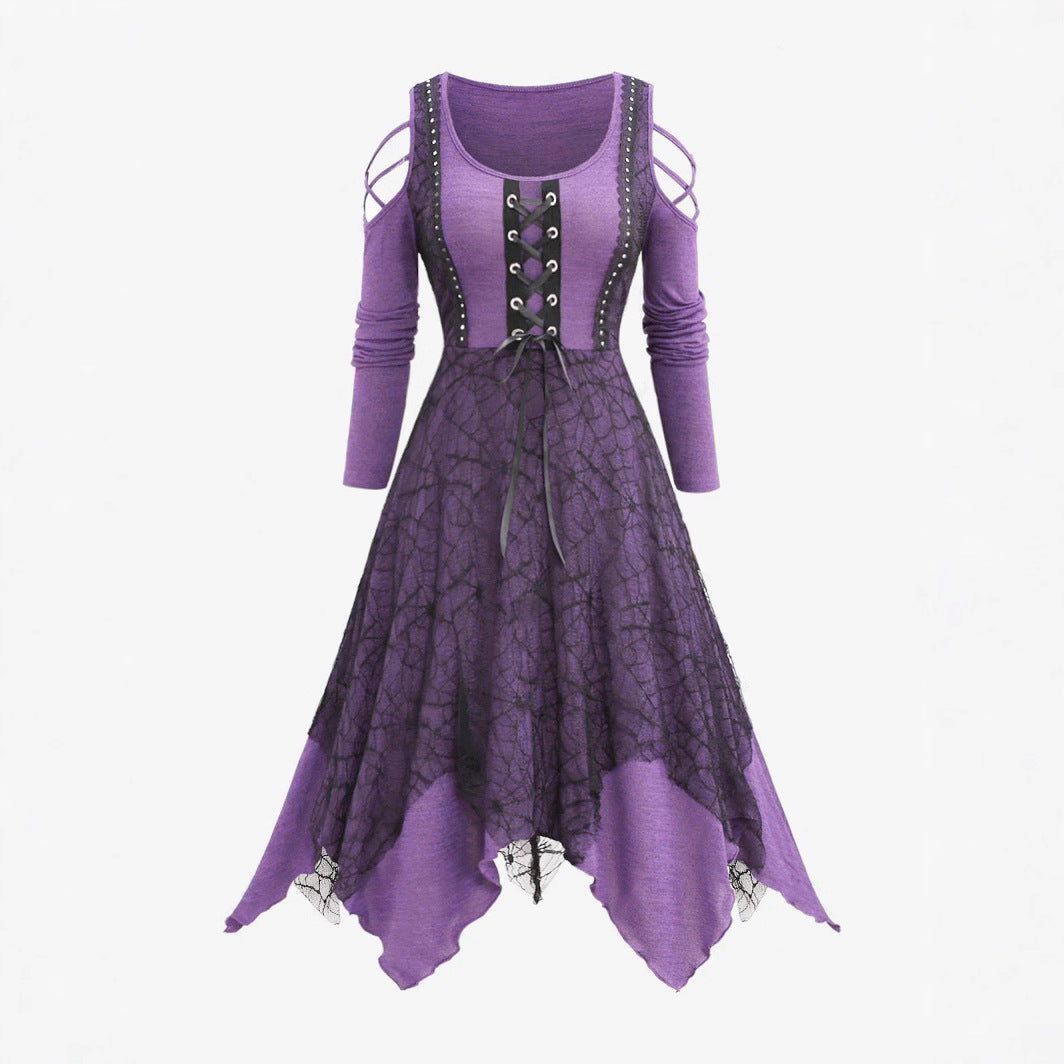 Lune London | Women's Gothic Maxi Dress with Lace Trim and Lacing