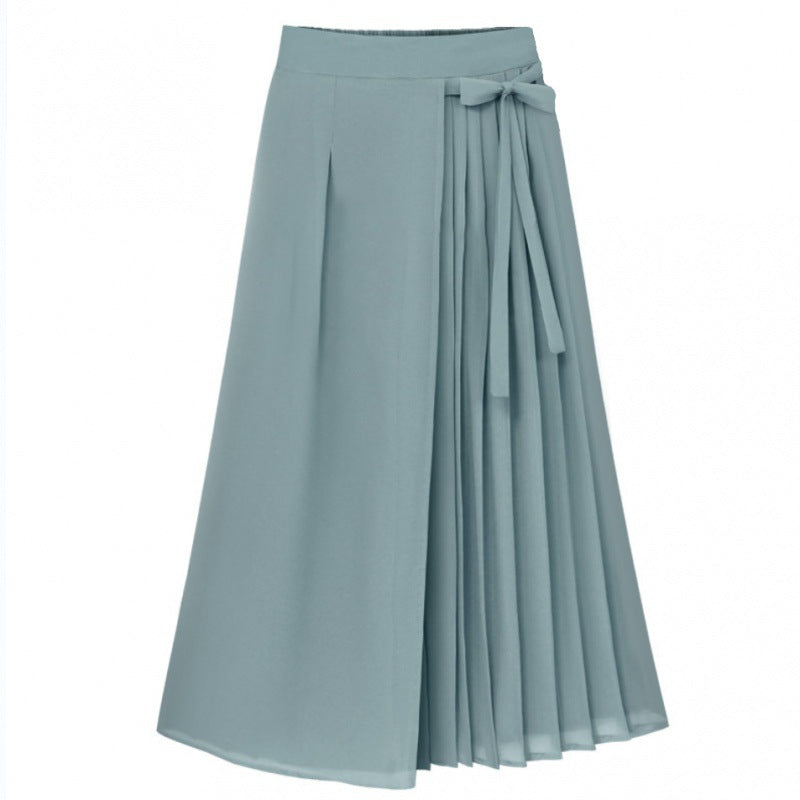 Pleated midi skirt for women with bow detail Lune London
