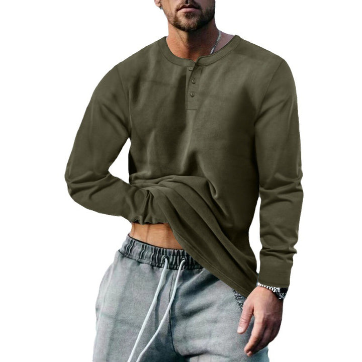 Men's Long Sleeve Henley Shirt with Classic Button Placket Design and Soft Cotton Blend Lune London