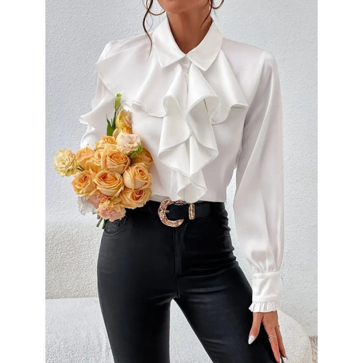 Women's Blouse with Refined Ruffle Details and Elegant Sleeves Lune London