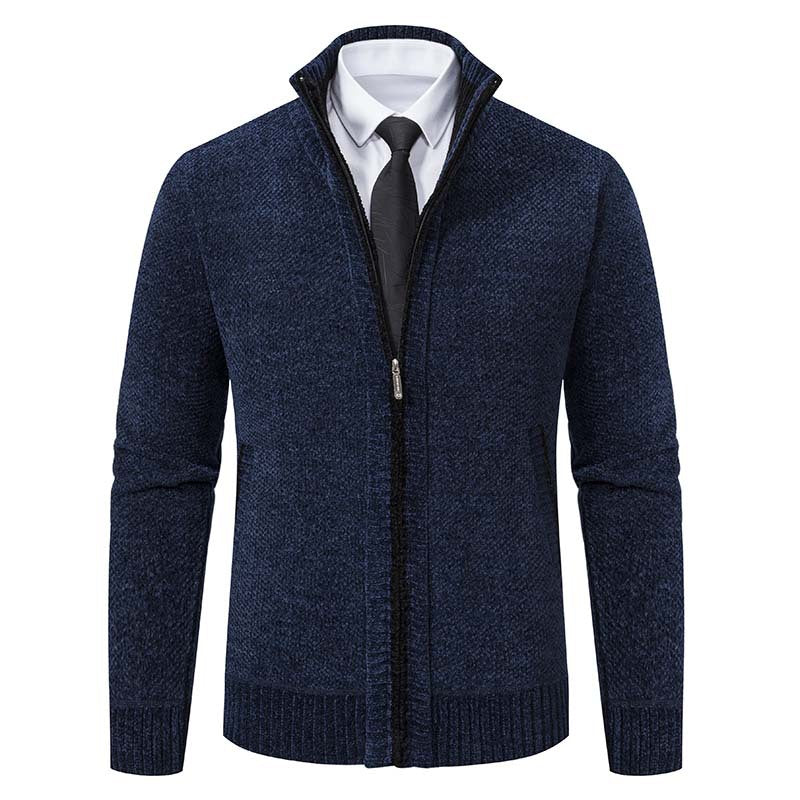 Elegant knitted jacket for men with modern zipper and high collar Lune London