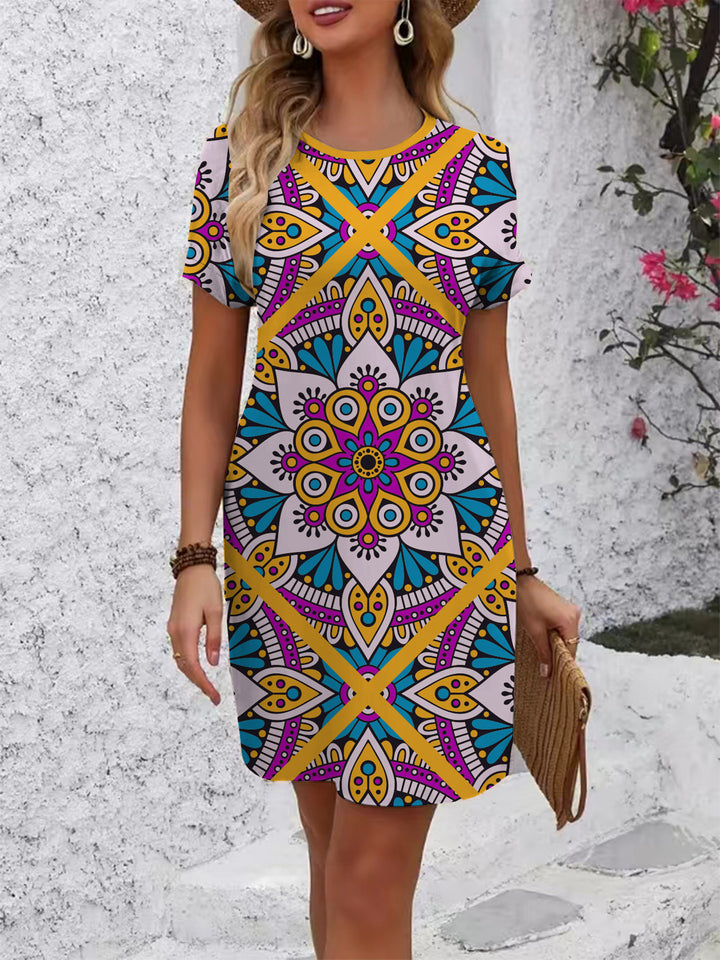 Women colorful mandala dress in casual cut Lune London