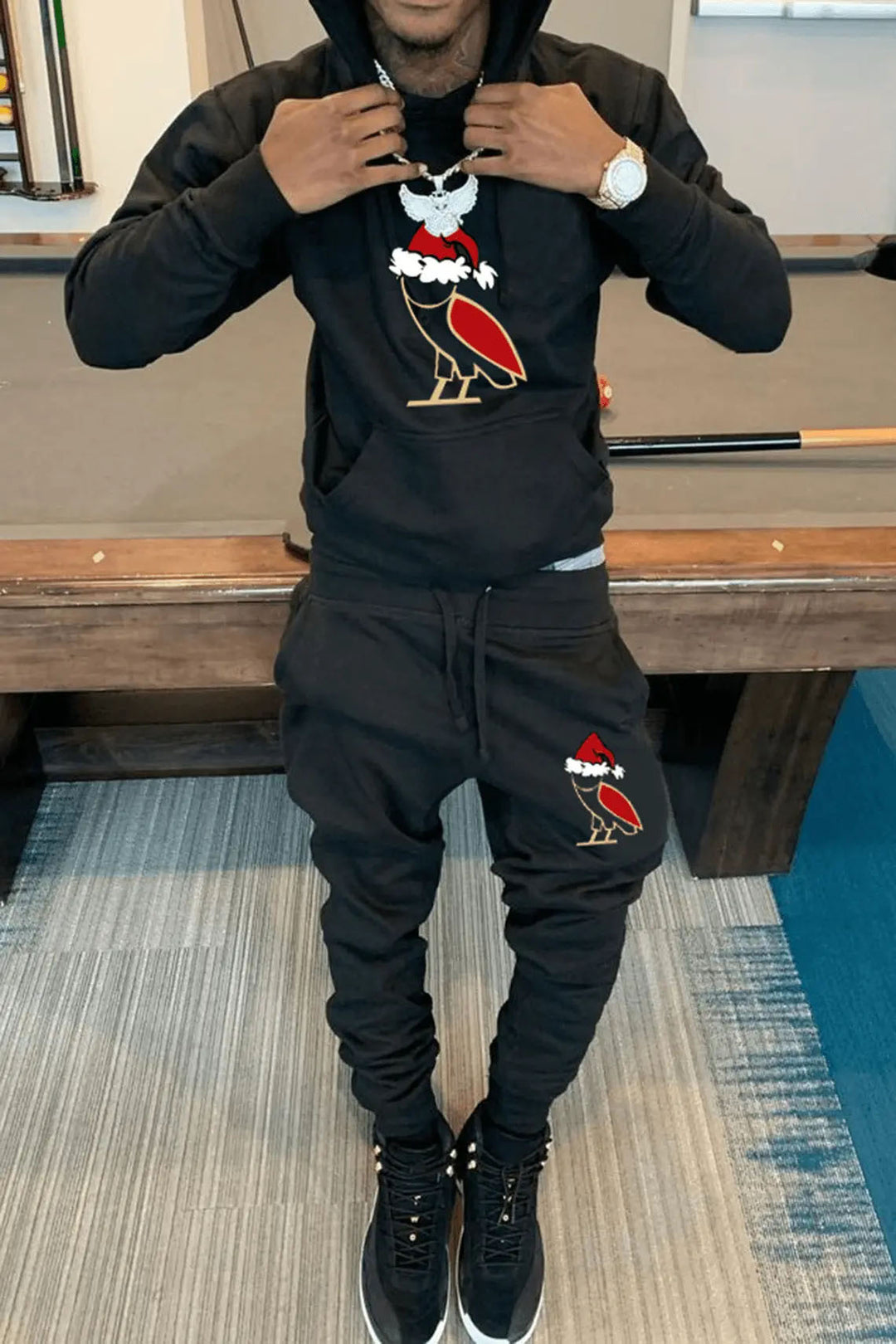 Women's hoodie and jogger pants set with festive design Lune London