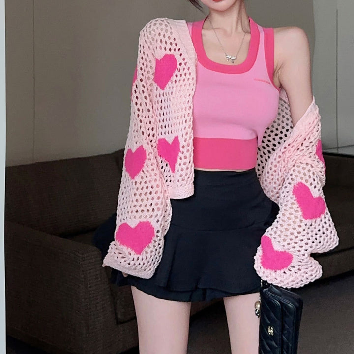 Women's sporty crop-top with thin knit cardigan Lune London