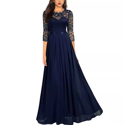 Elegant evening dress for ladies with lace top and flowy skirt Lune London