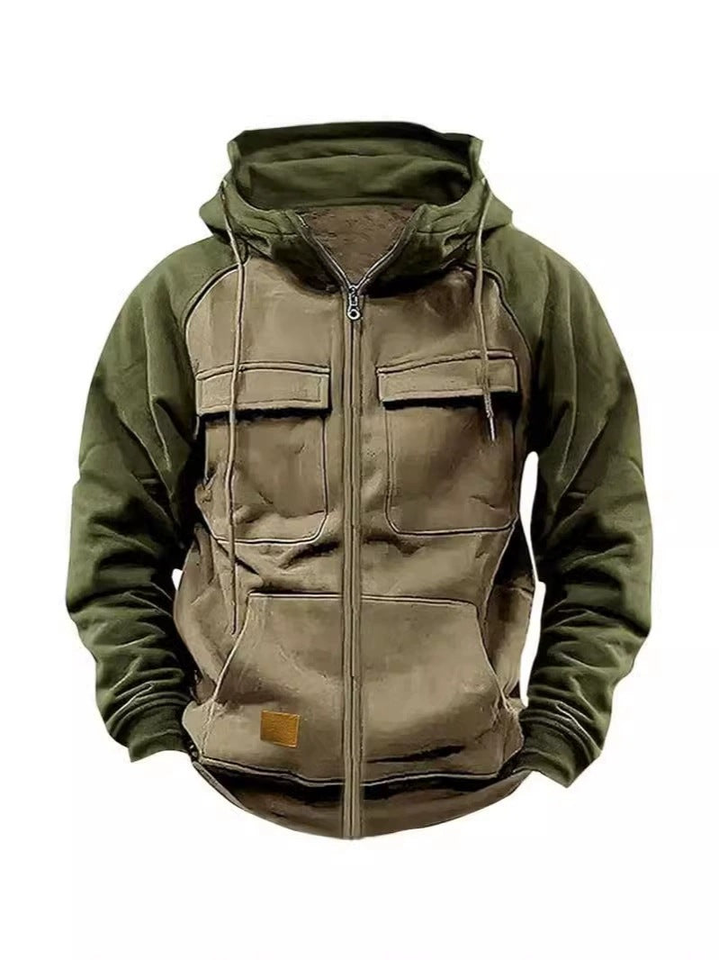 Sporty hooded jacket for men with practical pockets and zipper Lune London