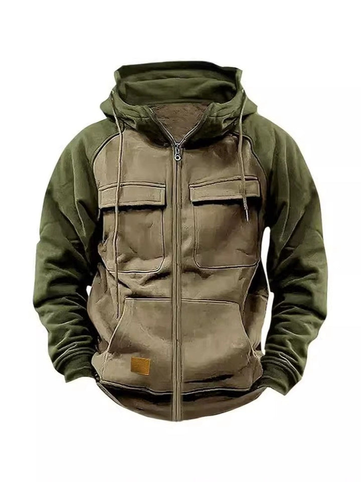 Sporty hooded jacket for men with practical pockets and zipper Lune London