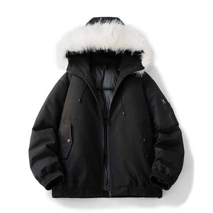 Ladies warm winter jacket with removable hood and luxurious synthetic fur Lune London