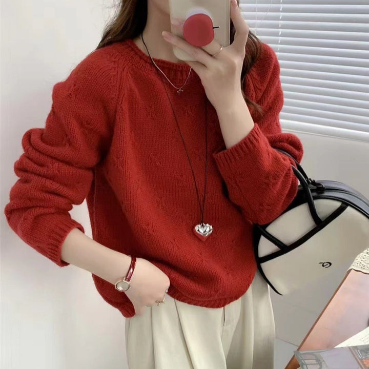 Women Cozy Knit Sweater with Textured Pattern Lune London