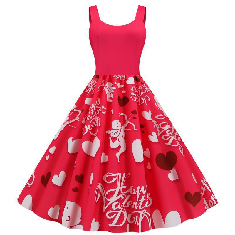Robe Swing pour femmes avec des designs de cœur romantiques Chic & Stil
