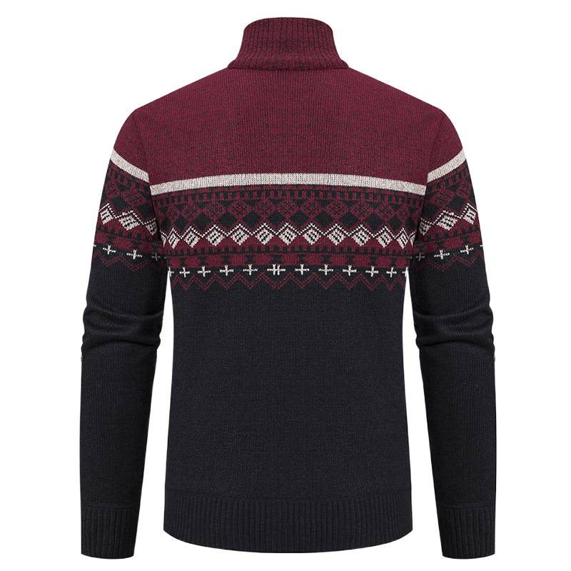 Men's knit jacket with high collar and Norwegian pattern Lune London
