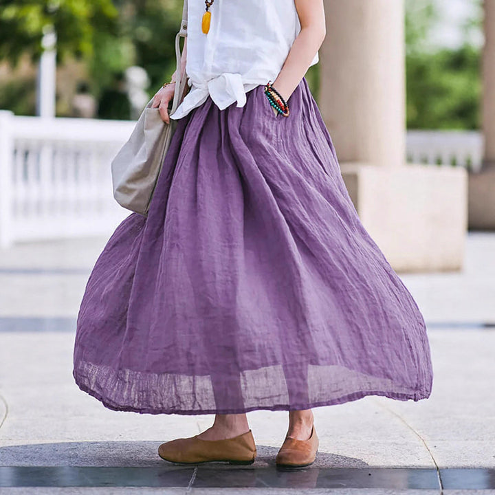 Maxi skirt for women in lightweight linen with fluid cut Lune London