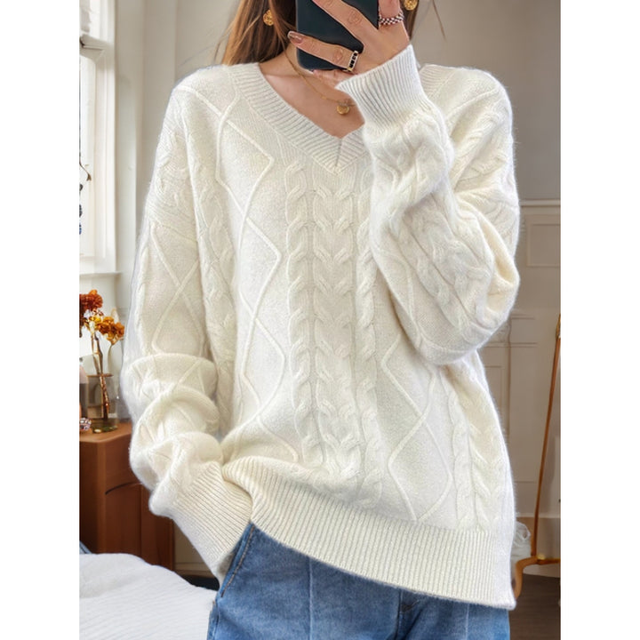 Ladies Elegant Knitted Sweater with Detailed Twisted Pattern Lune London