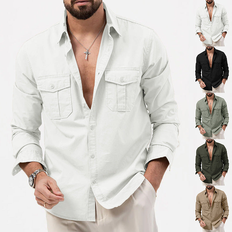 Men's long sleeve shirt with chest pockets and modern fit Lune London