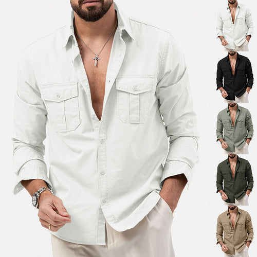 Men's long sleeve shirt with chest pockets and modern fit Lune London