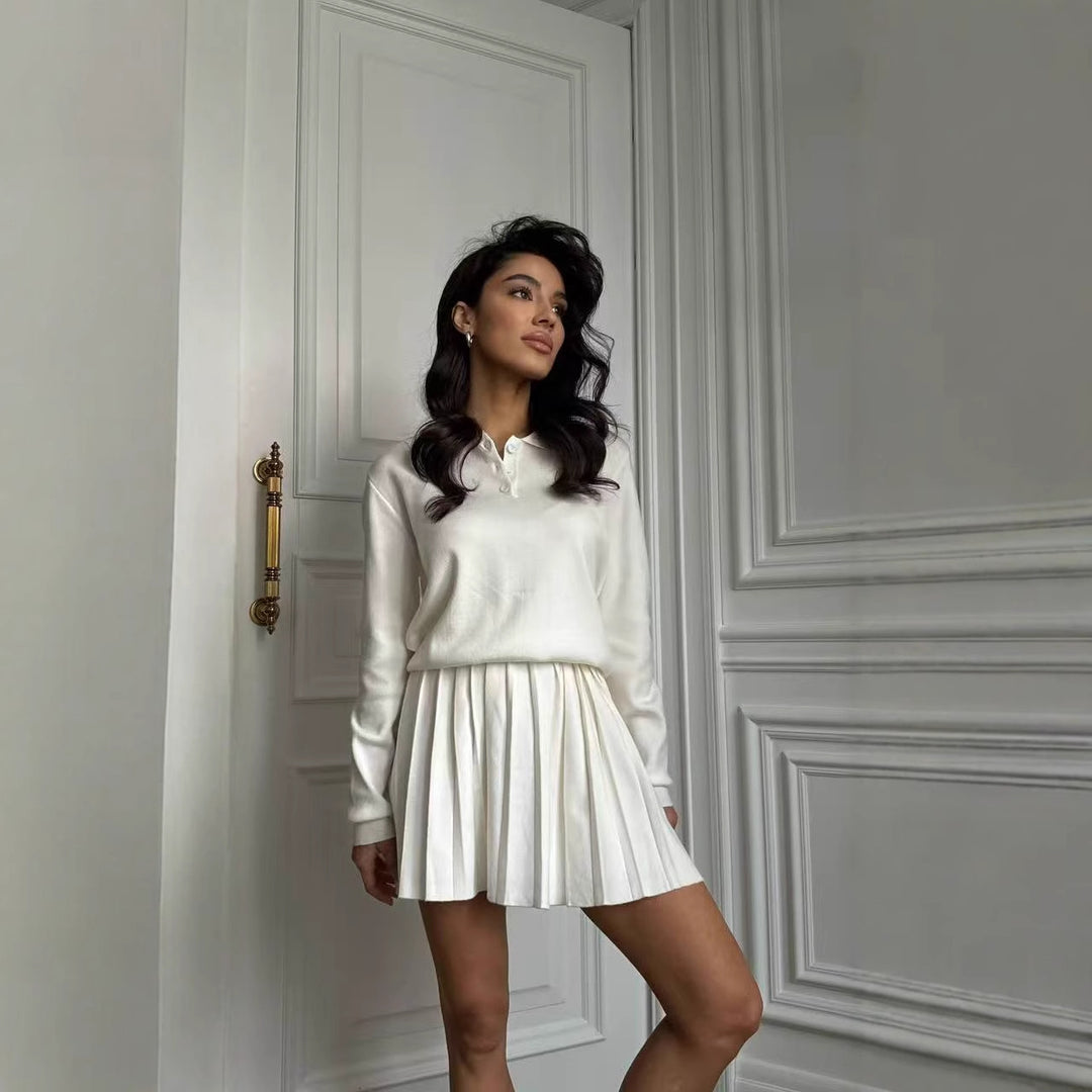 Robe sweat-shirt femme avec boutons et jupe plissée Chic & Stil