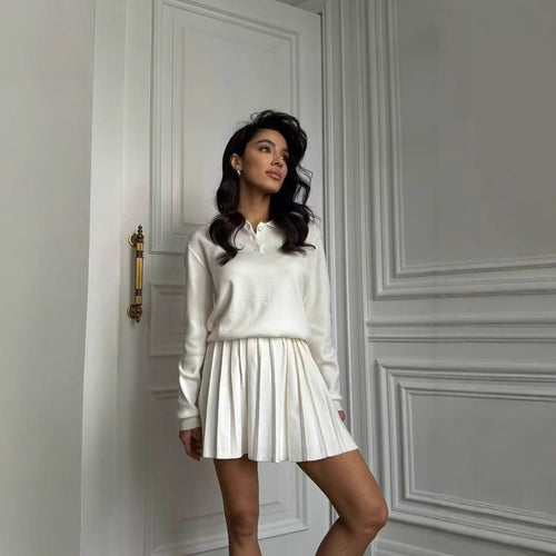 Robe sweat-shirt femme avec boutons et jupe plissée Chic & Stil