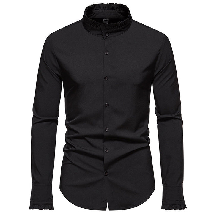 Long sleeve shirt for men with trendy stand-up collar and elegant details Lune London