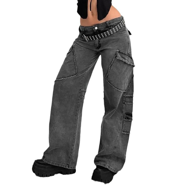 Vintage casual style women's cargo pants with remarkable applications Lune London