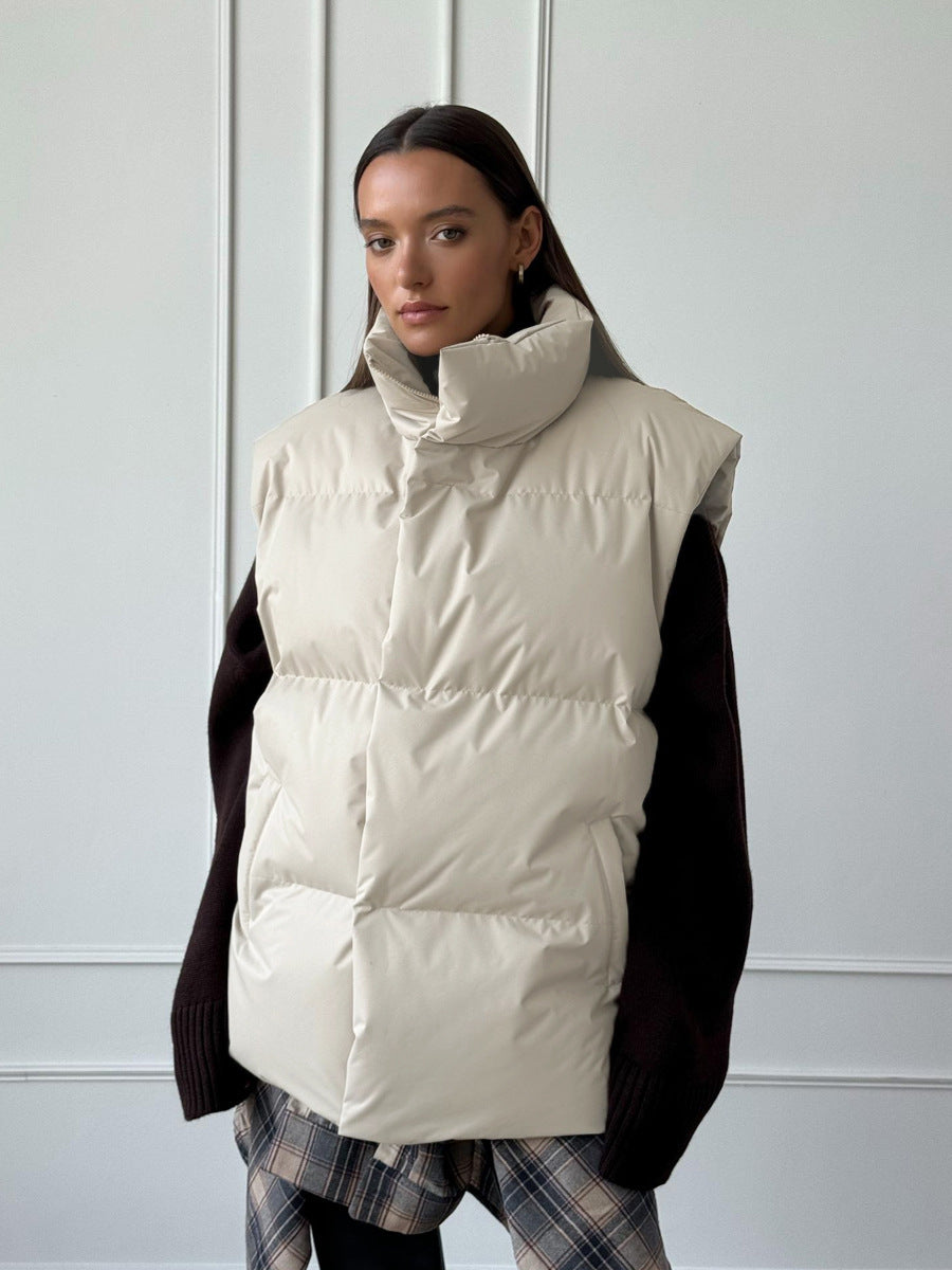 Women Quilted Gilet with High Collar Lune London