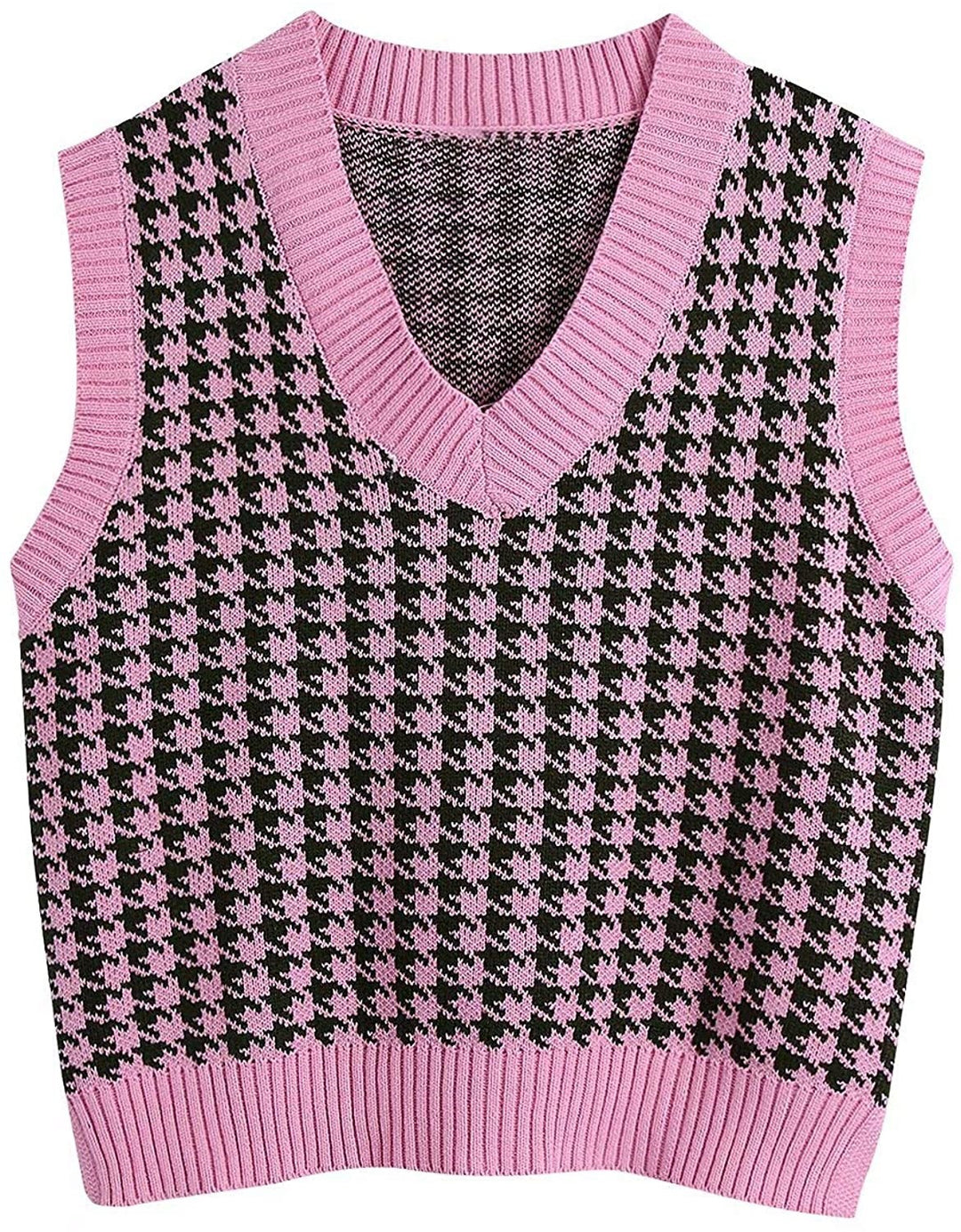 Knitted vest for women with a modern houndstooth pattern Lune London