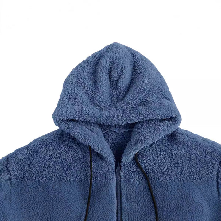 Cozy fleece jacket for men with hood and side pockets Lune London