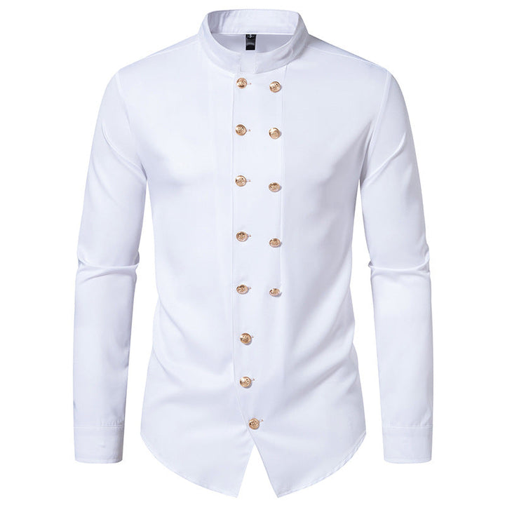 Men's Stylish Shirt with Stand-Up Collar and Decorative Buttons Lune London