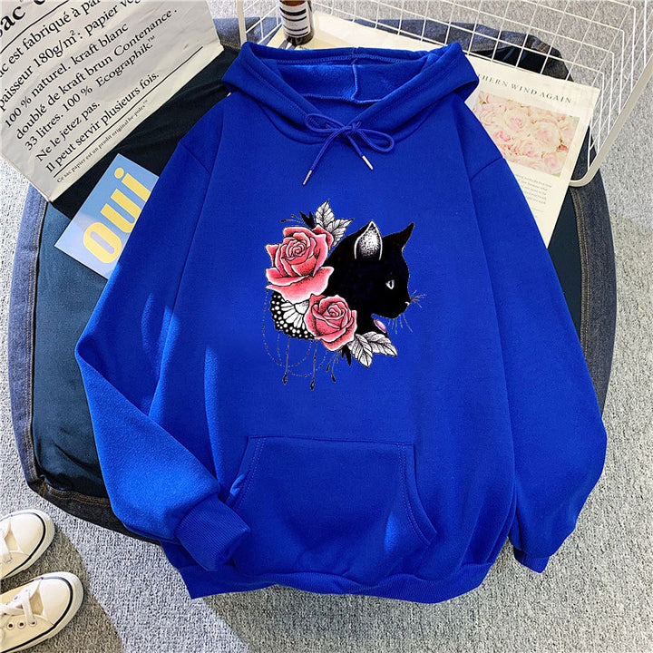 Women's hoodie with floral cat design Chic & Stil