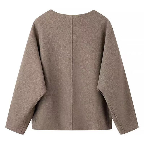 Elegant long-sleeve women's jacket with V-neck and simple button detail Lune London