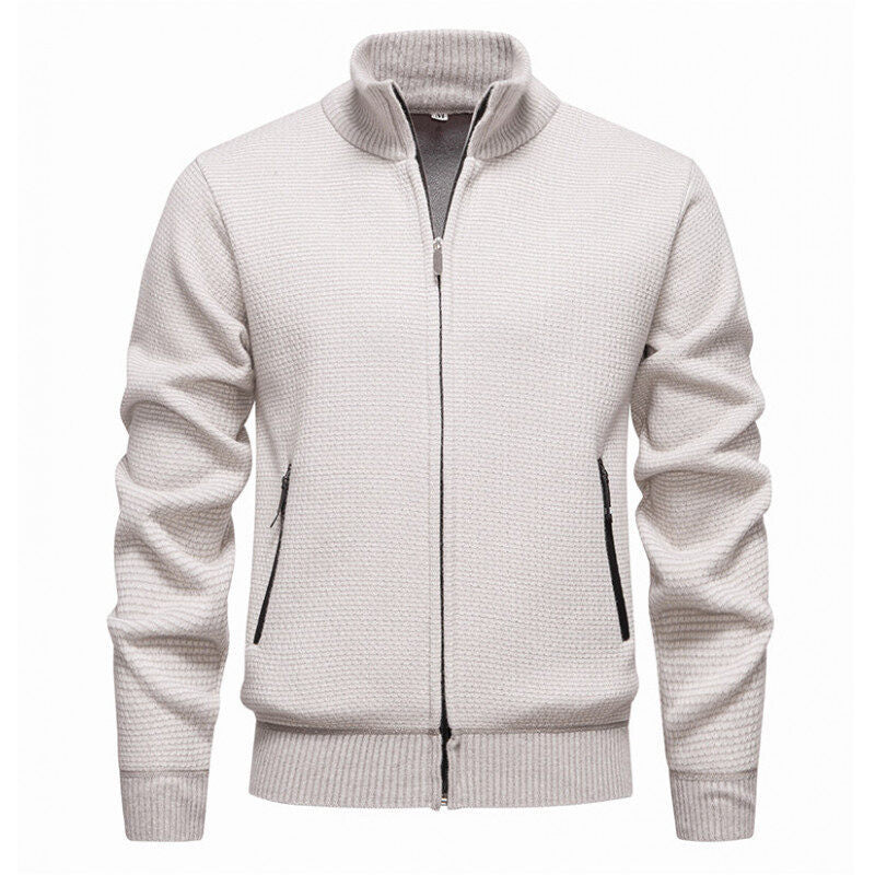 Men's knit jacket with modern zipper and stylish zippered side pockets Lune London