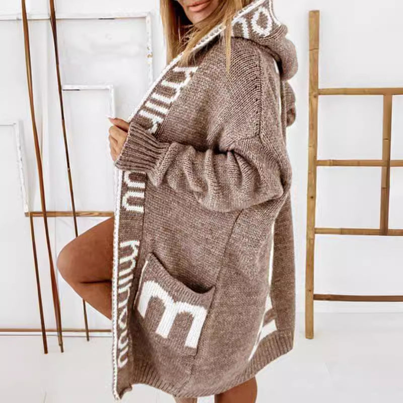 Knitted jacket for women with high collar and pockets Lune London