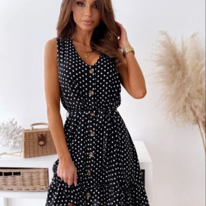 Robe d'été pour femmes, longueur genou, avec fermeture à boutons et ceinture de taille Chic & Stil