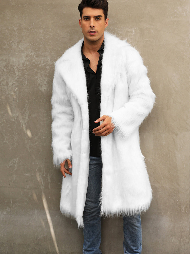 Luxurious faux fur coat for men with an elegant cut and a deep collar Lune London