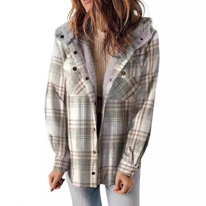 Women Flannel Checkered Jacket with Cozy Lining Lune London