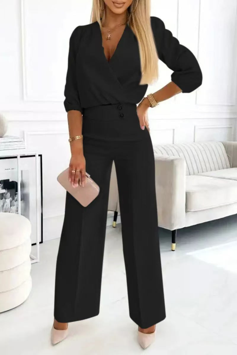 Combinaison élégante pour femme avec haut envolé et jambes taille haute Chic & Stil