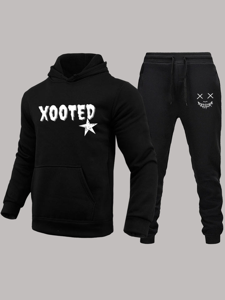 Men's hooded sweatshirt and jogger pants set with modern and eye-catching print Lune London
