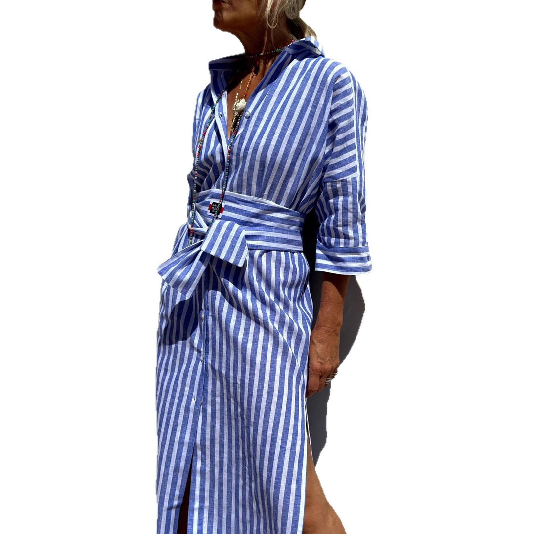 Shirt dress for women with a modern lacing design and side slits Lune London
