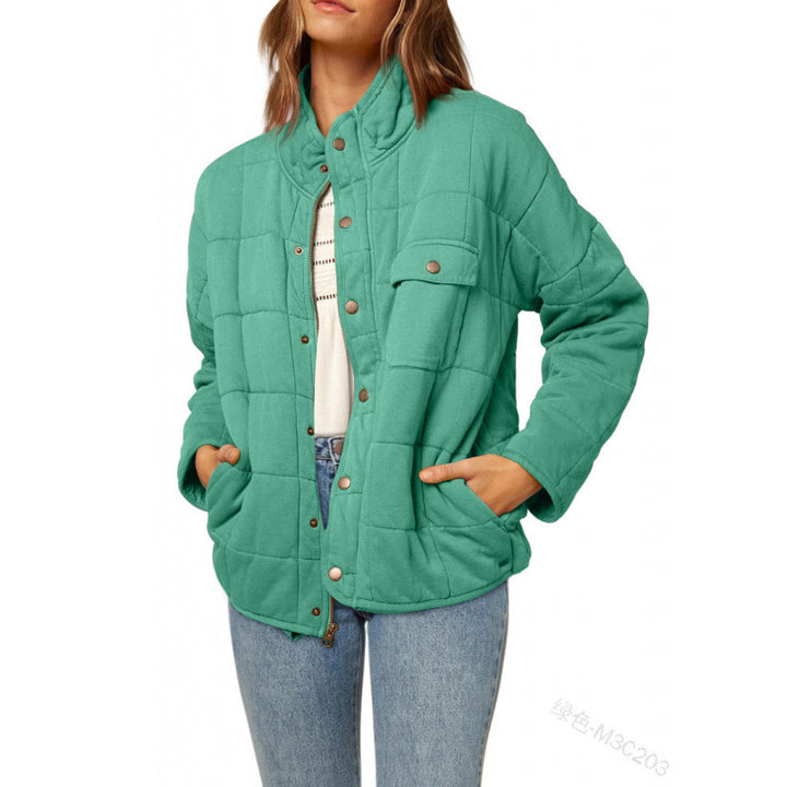 Quilted jacket for women with decorative button Lune London