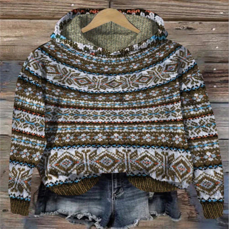 Lune London | Women's knitted hoodie with Norwegian pattern and hood